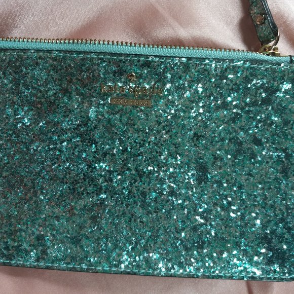Kate Spade Handbags - Kate Spade Sparkle Teal Small Purse or Wristlet